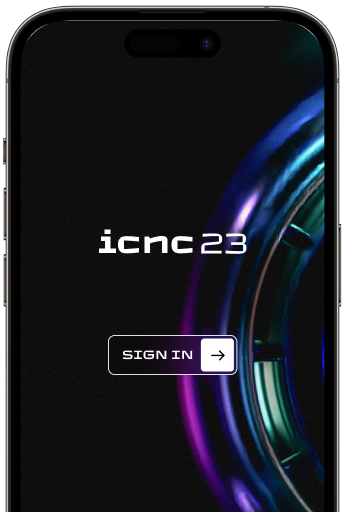 Image of an iPhone showing the ICNC 2023 App